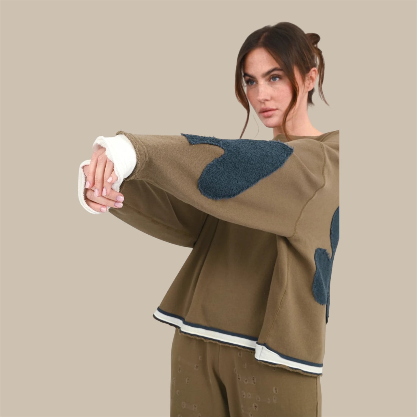 SWEATSHIRT HOPEWELL - Olive- Love, Joy & Victory