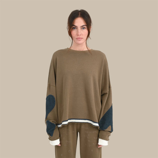 SWEATSHIRT HOPEWELL - Olive- Love, Joy & Victory