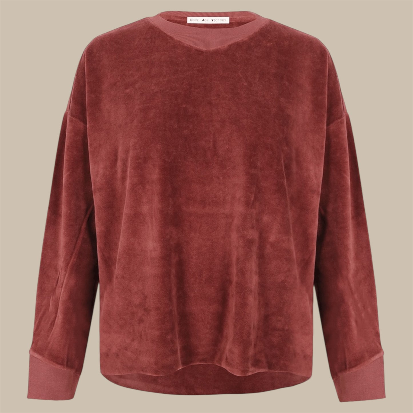 SWEATSHIRT VELVET WAYNE - Brown- Love, Joy & Victory