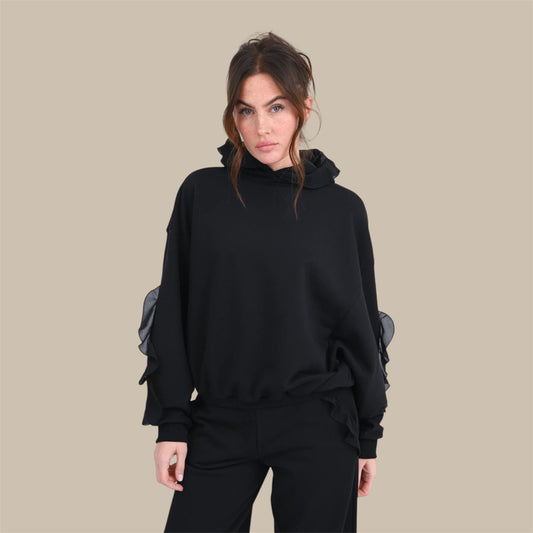 SWEATHOODIE MIT VOLANT PATY - Black - Love, Joy & Victory