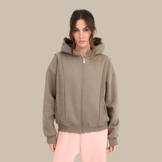 SWEATJACKE MIT RÜSCHEN SALY - Olive- Love, Joy & Victory