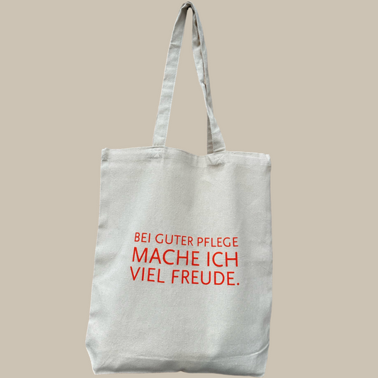 Baumwoll - Tasche "Bei guter Pflege mache ich viel Freude"